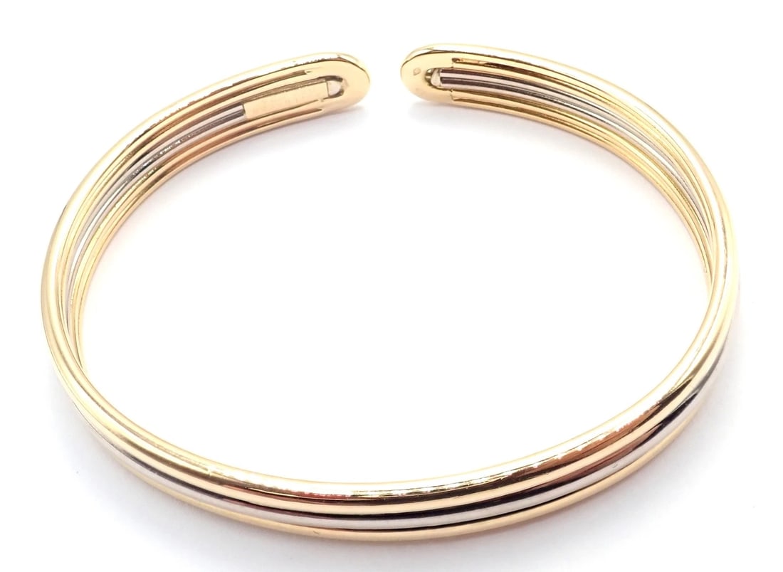 Authentic! Van Cleef & Arpels 18k Yellow & White Gold Bangle Cuff Bracelet Paper - 11