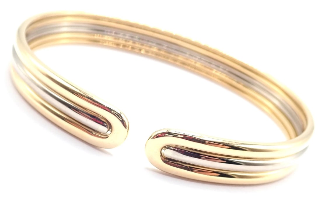 Authentic! Van Cleef & Arpels 18k Yellow & White Gold Bangle Cuff Bracelet Paper - 3