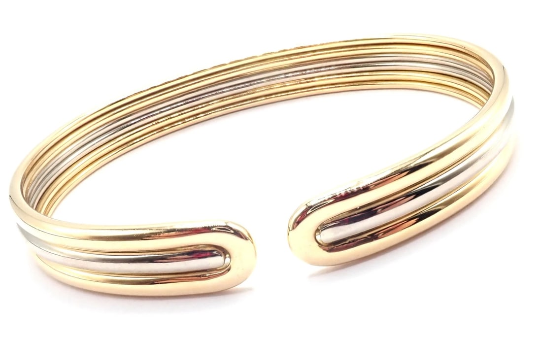 Authentic! Van Cleef & Arpels 18k Yellow & White Gold Bangle Cuff Bracelet Paper - 4