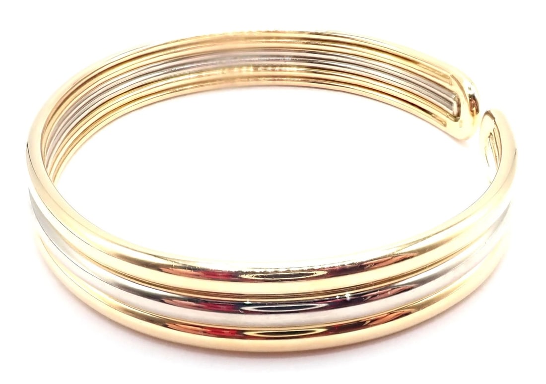 Authentic! Van Cleef & Arpels 18k Yellow & White Gold Bangle Cuff Bracelet Paper - 5