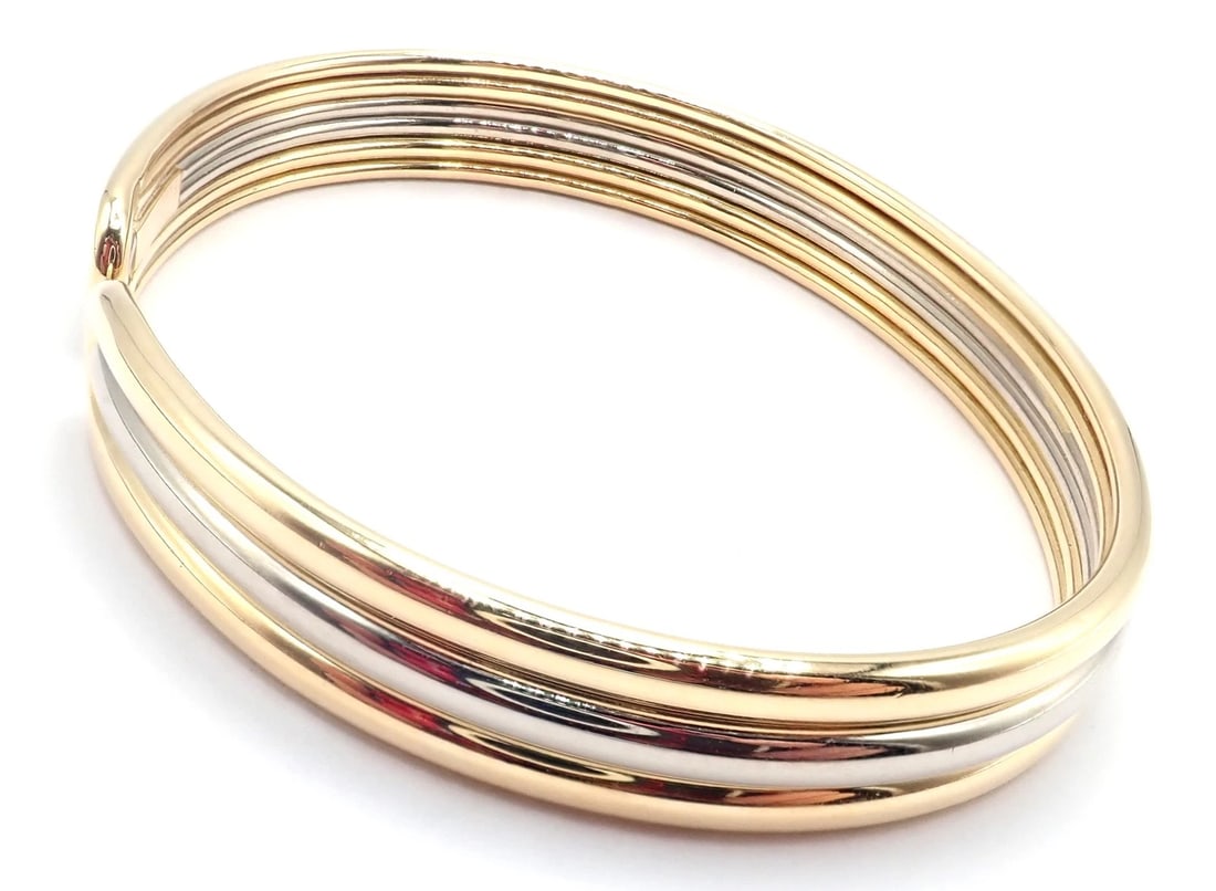 Authentic! Van Cleef & Arpels 18k Yellow & White Gold Bangle Cuff Bracelet Paper - 8