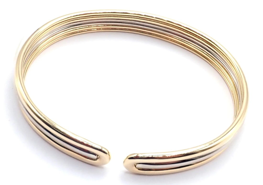 Authentic! Van Cleef & Arpels 18k Yellow & White Gold Bangle Cuff Bracelet Paper - 9