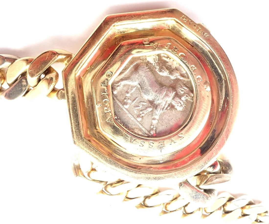 Bvlgari Bulgari 18k Yellow White Gold Diamond Monete Antique Coin Link Necklace - 11