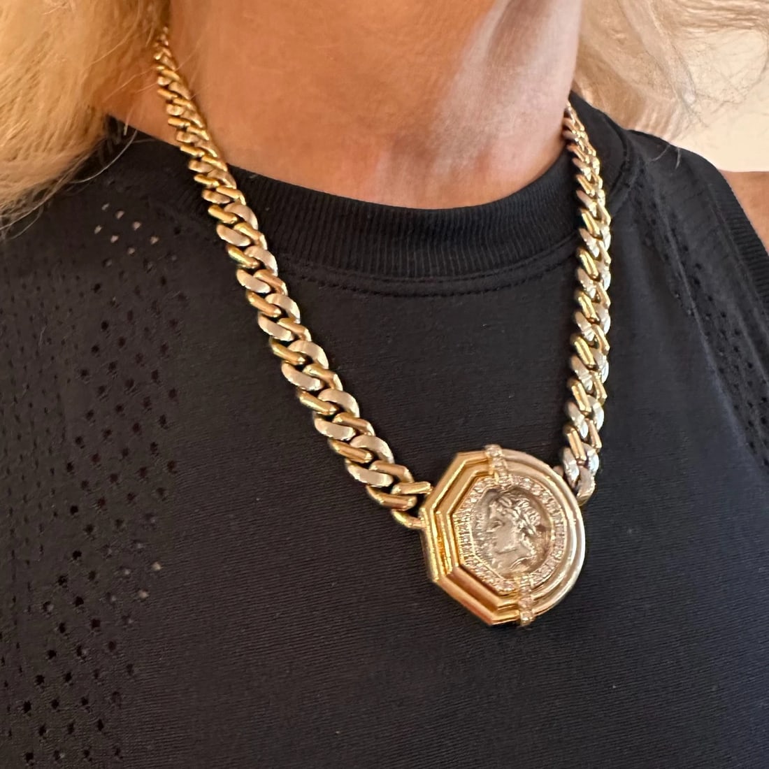 Bvlgari Bulgari 18k Yellow White Gold Diamond Monete Antique Coin Link Necklace - 7