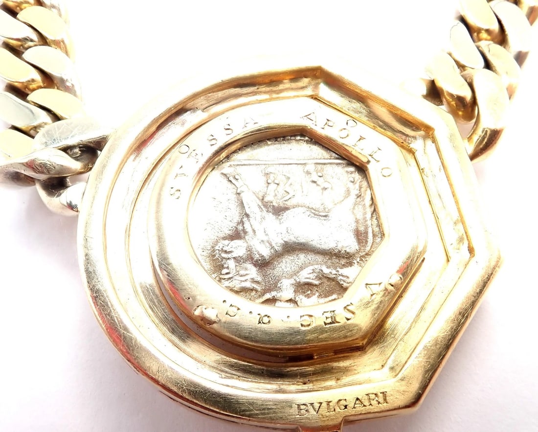Bvlgari Bulgari 18k Yellow White Gold Diamond Monete Antique Coin Link Necklace - 8