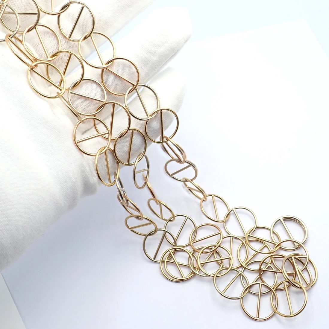 Hermes Caleche 18k Yellow Gold Extra Long or Layered Circle Necklace + Box - 4