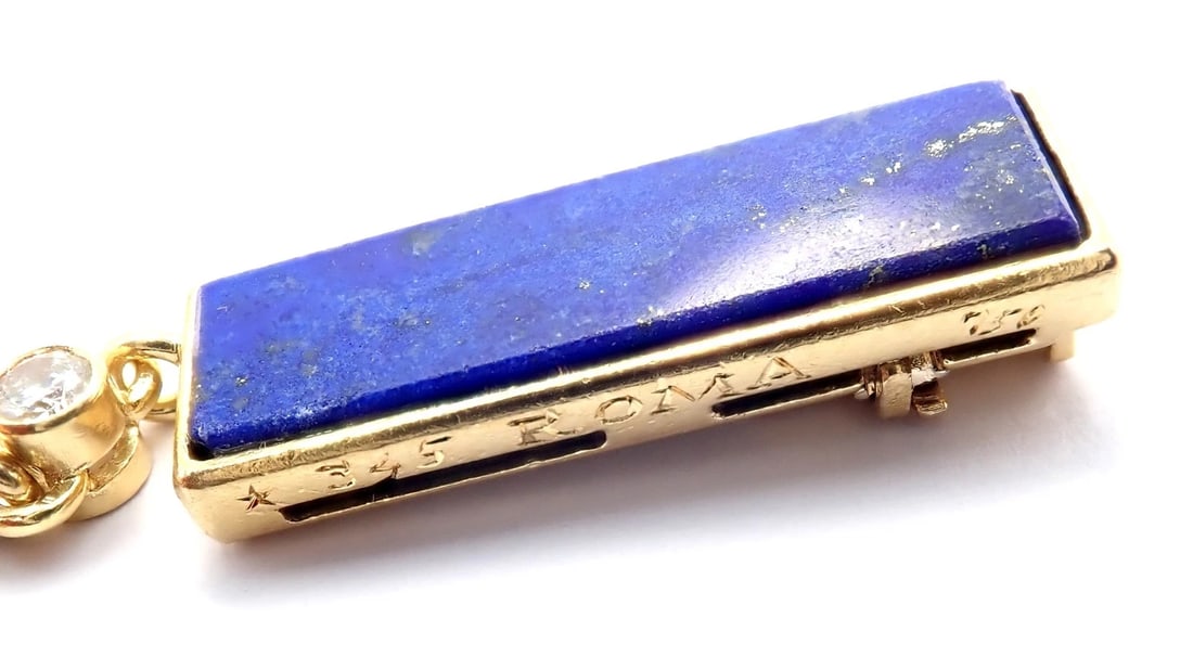 Rare! Vintage Bvlgari Bulgari 18k Yellow Gold Diamond Coral Lapis Chain Necklace - 13