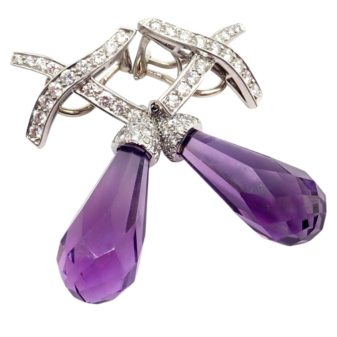 Tiffany & Co Picasso Platinum X Drop Diamond Amethyst Night + Day Earrings 1985 - 10