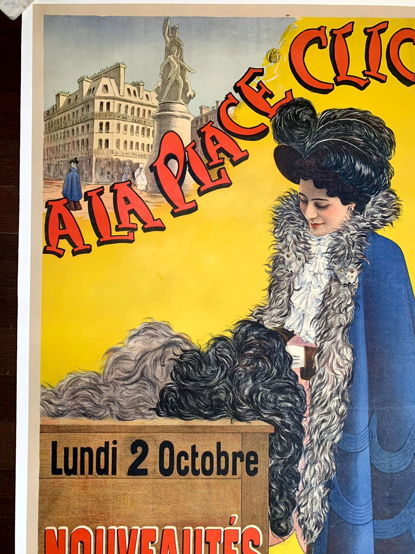 A La Place Cliche Saison - Art by Charles Tichon (1892) 41.25"X61.75" French Advertising Poster LB - 2