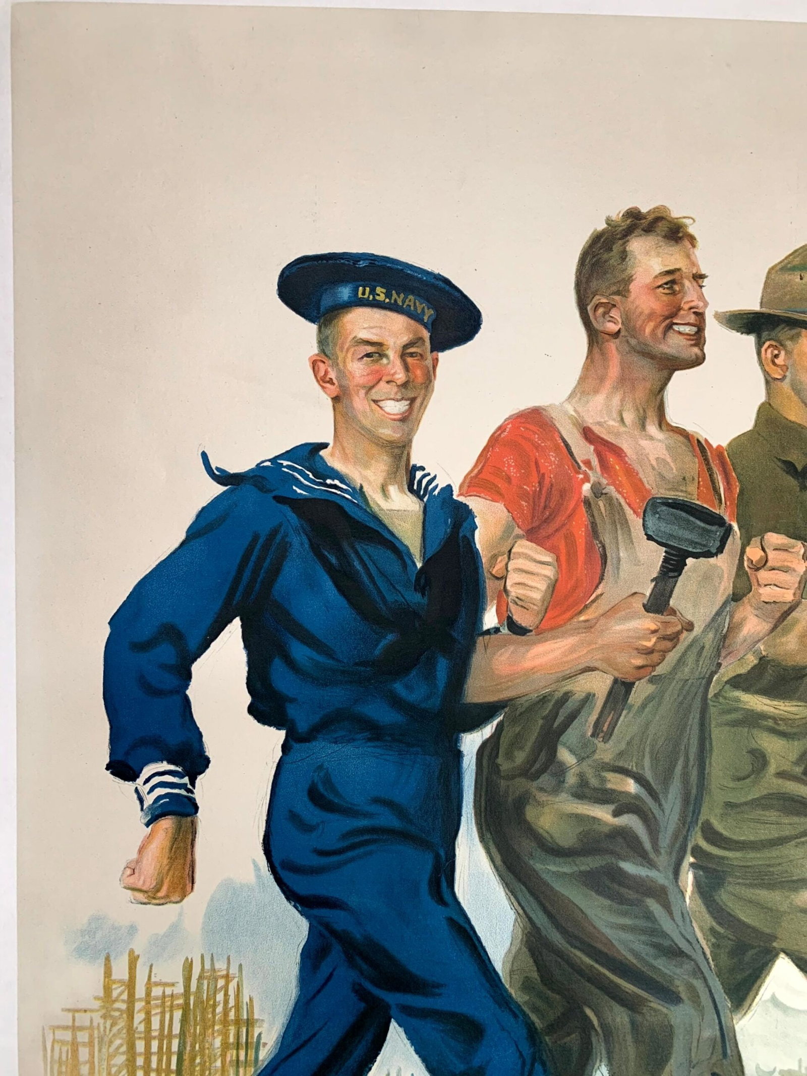 Together We Win - Art by James Flagg (1918) 28.75"X39.5" US Recruitment Poster LB - 2
