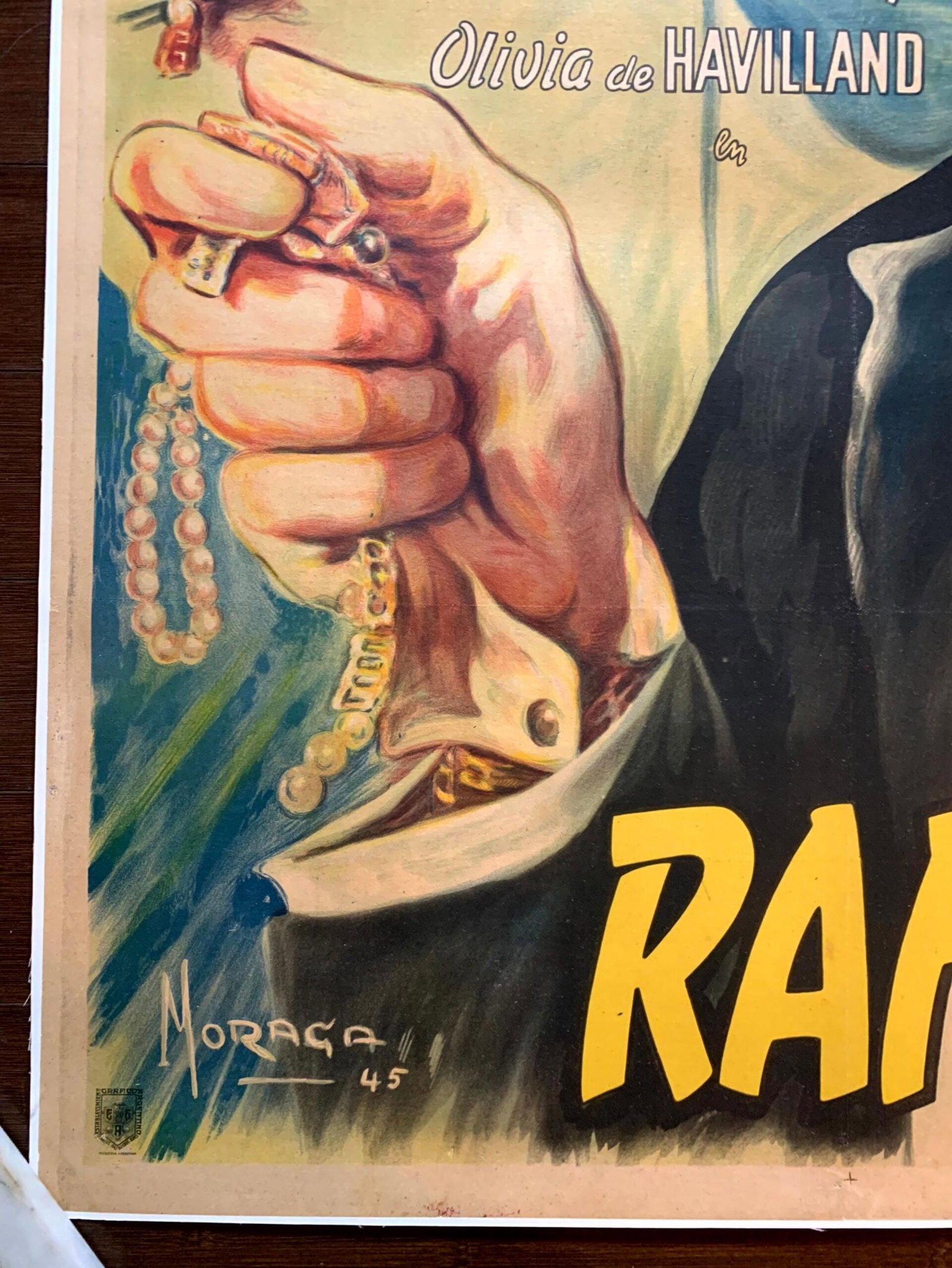 Raffles - Art by Moraga (1939) 29"X43" Argentinian Movie Poster LB - 4
