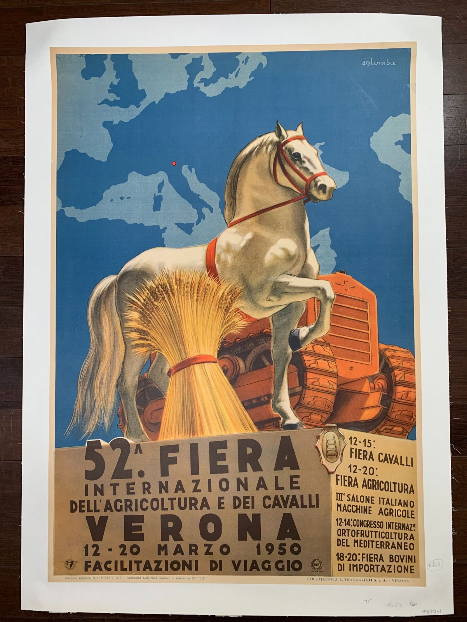 Fiera Internazionale - Art by Ernesto Amos Tomba (1949) 27.25x39.25 Italian Festival Poster LB: Fiera Internazionale - Art by Ernesto Amos Tomba (1949) 27.25x39.25 Italian Festival Poster LB Reserve: $553.00 Shipping: Domestic: Flat-rate of $28.00 to anywhere within the contiguous U.S.