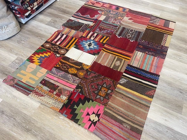 Antique Turkish Patch Rug Kilim-4512 - 2