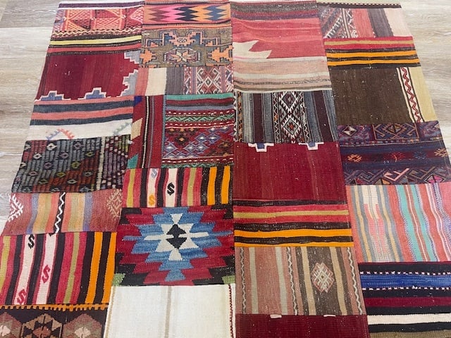 Antique Turkish Patch Rug Kilim-4512 - 4