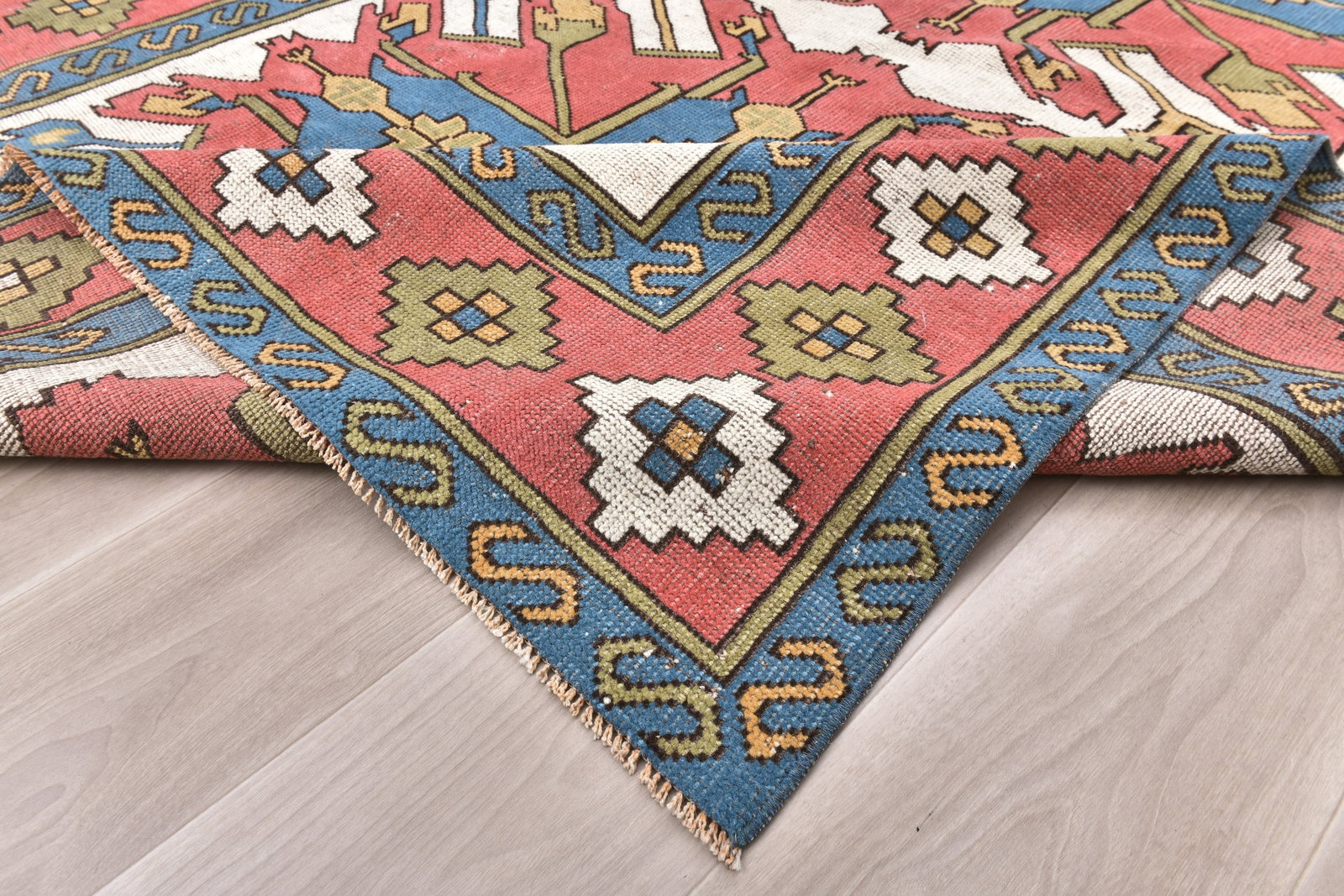 6'1'' x 8'1'' Handmade Vintage Wool Rug - 242322 - 12