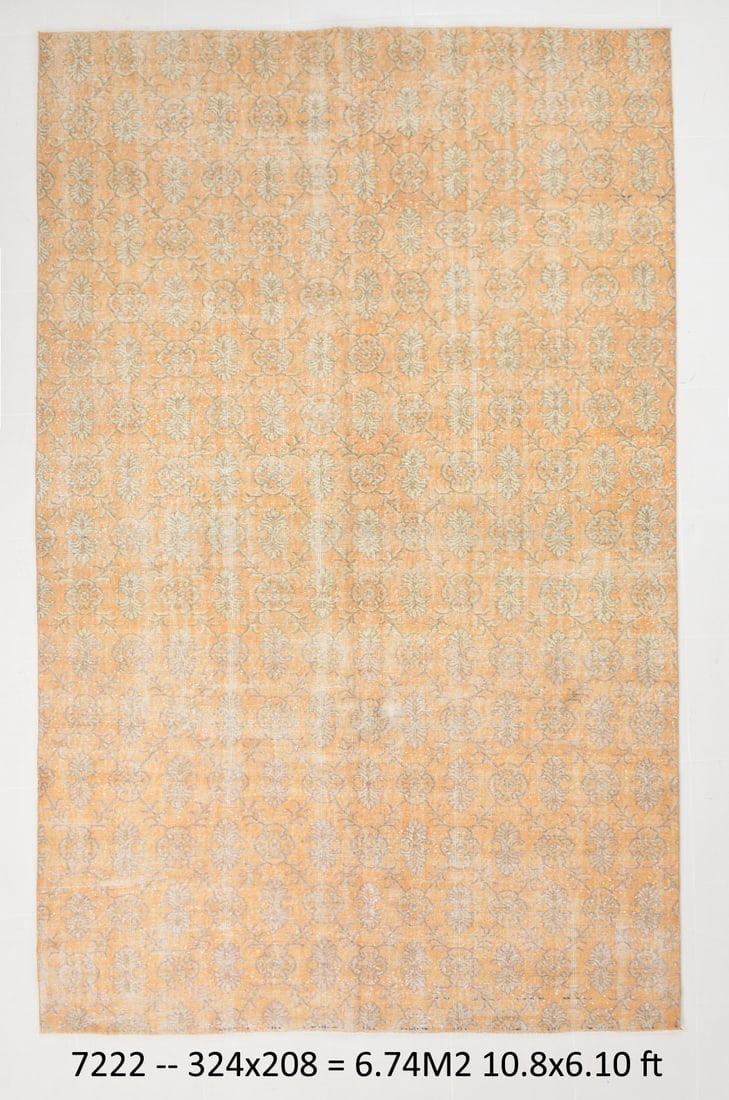 6'9'' x 10'7'' Turkish Vintage Runner Rug - 7222: Title: 6'9'' x 10'7'' Turkish Vintage Runner Rug - 7222 Description:6'9'' x 10'7'' Turkish Vintage Runner Rug - 7222 Origin:Turkiye Date/Period:1960-90 Materials:Wool,Cotton Dimension:6'9''x10'7''
