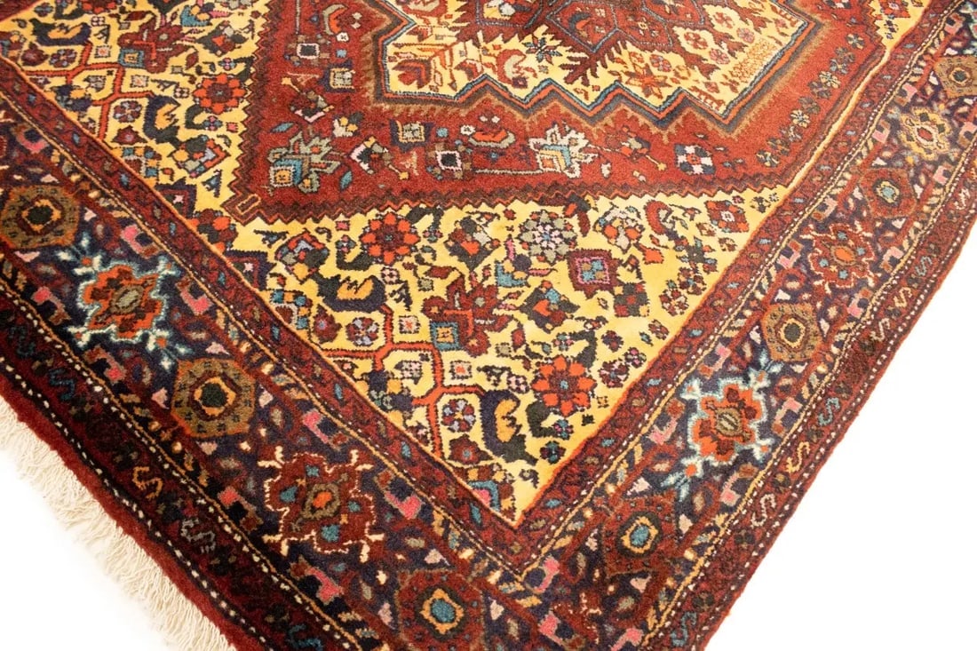 Vintage Rusty Red Geometric 3X5 Bidjar Persian Rug - 13