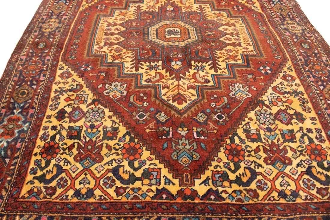 Vintage Rusty Red Geometric 3X5 Bidjar Persian Rug - 14