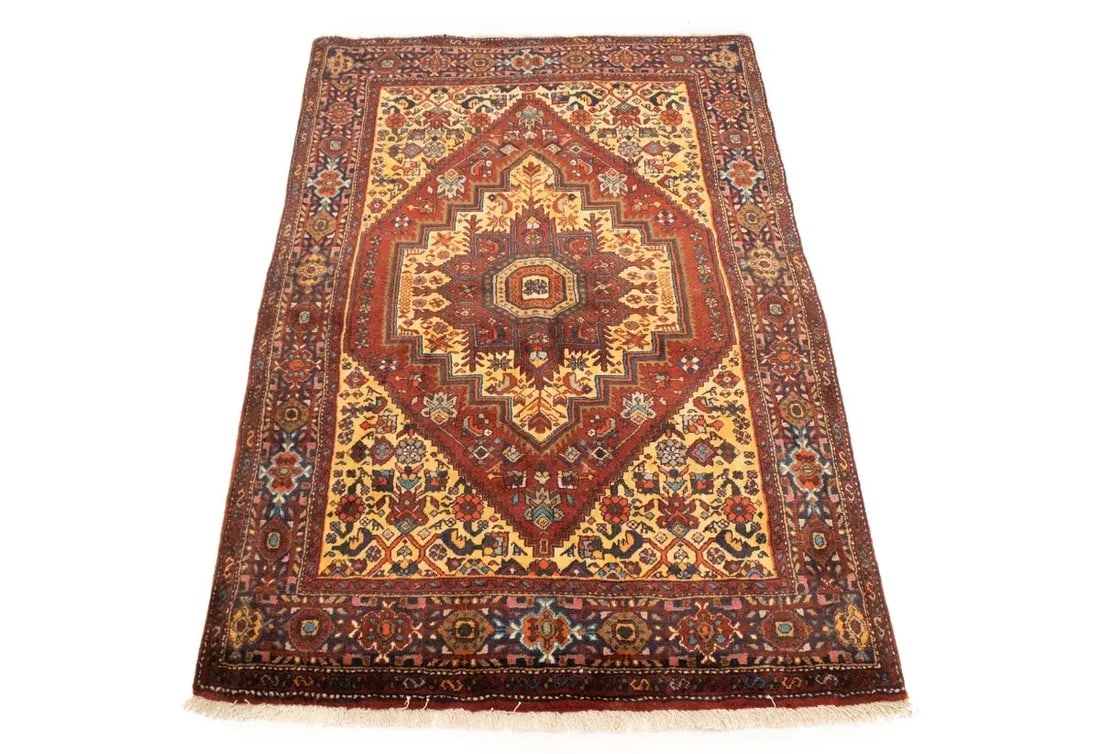 Vintage Rusty Red Geometric 3X5 Bidjar Persian Rug - 3