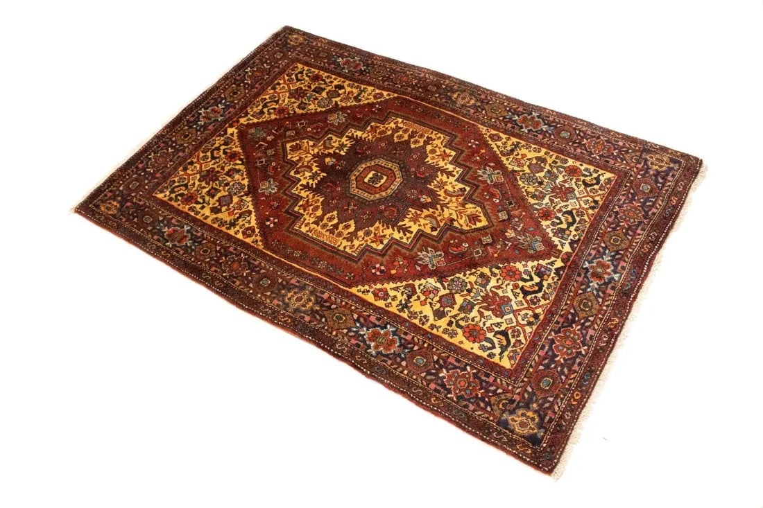Vintage Rusty Red Geometric 3X5 Bidjar Persian Rug - 5