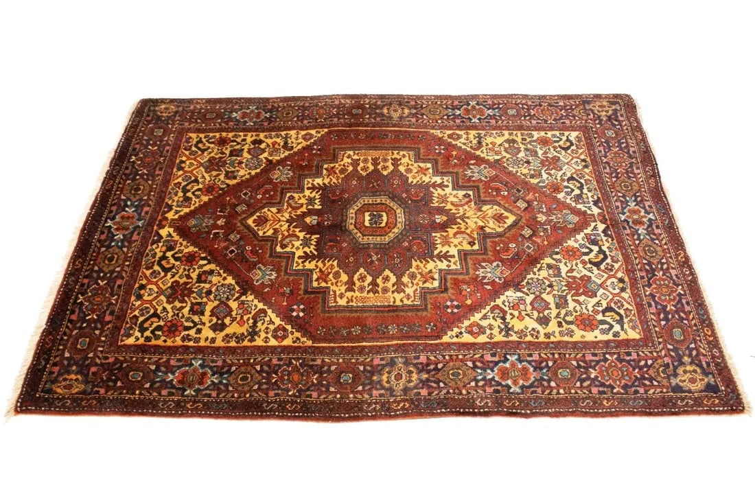 Vintage Rusty Red Geometric 3X5 Bidjar Persian Rug - 6