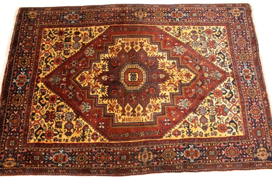 Vintage Rusty Red Geometric 3X5 Bidjar Persian Rug - 7