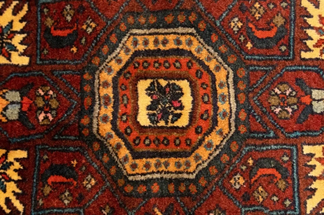 Vintage Rusty Red Geometric 3X5 Bidjar Persian Rug - 9