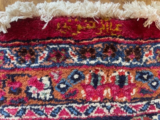 Vintage signed Persian Mashad Rug - 7