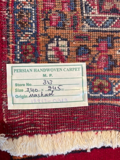 Vintage signed Persian Mashad Rug - 9