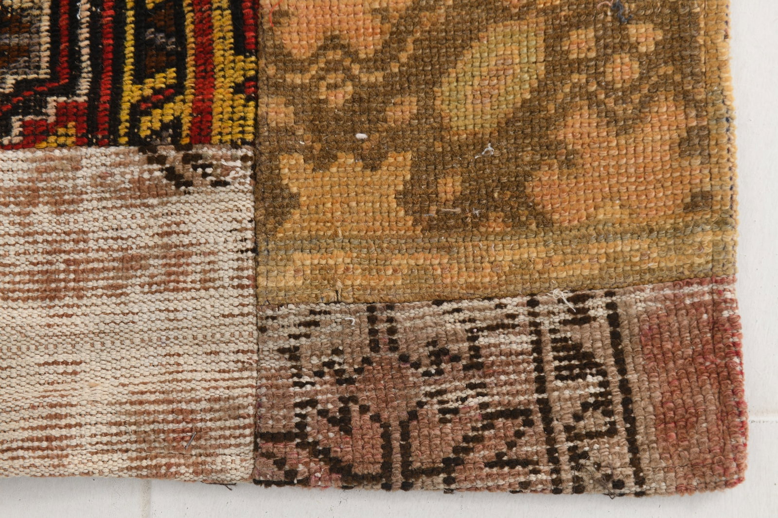2'3'' x 10'5'' Handmade Vintage Wool Patchwork Rug - 579 - 13