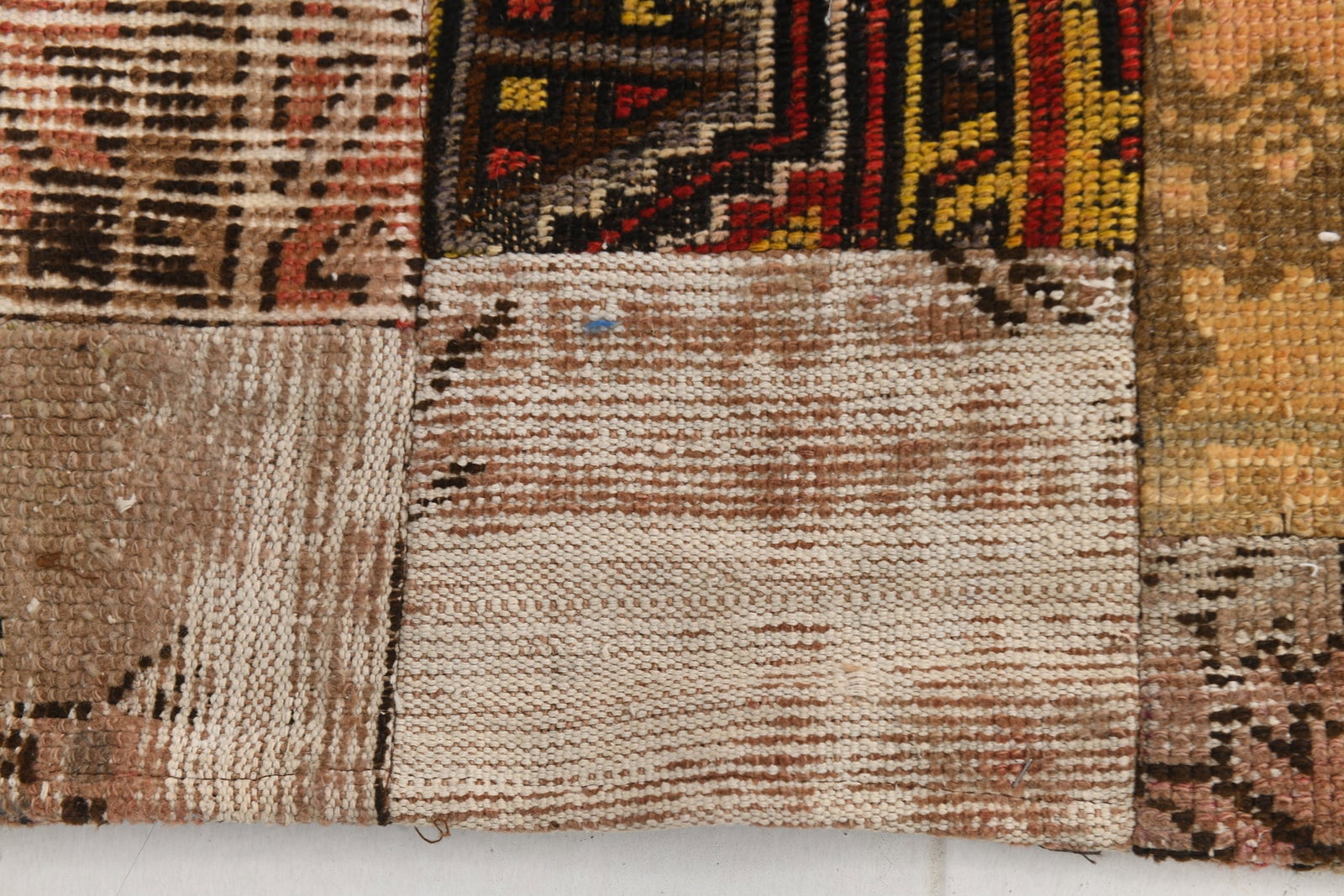2'3'' x 10'5'' Handmade Vintage Wool Patchwork Rug - 579 - 14