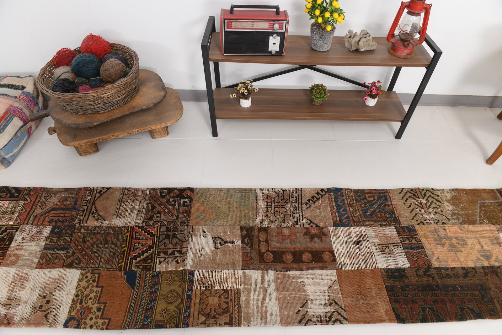 2'3'' x 10'5'' Handmade Vintage Wool Patchwork Rug - 579 - 3
