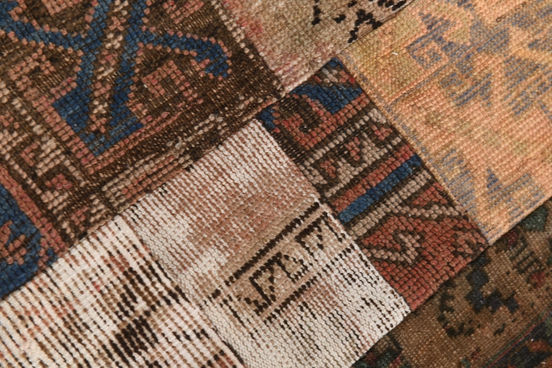 2'3'' x 10'5'' Handmade Vintage Wool Patchwork Rug - 579 - 9