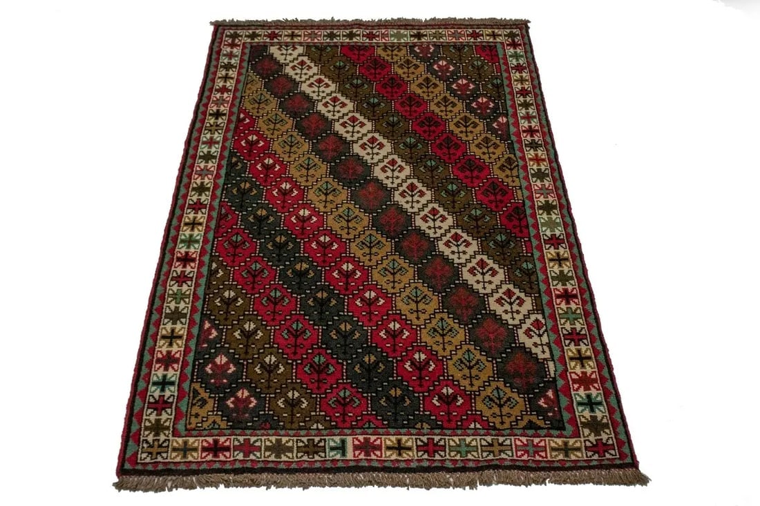 Vintage Red Tribal 4X7 Ghoochan Persian Rug - 13