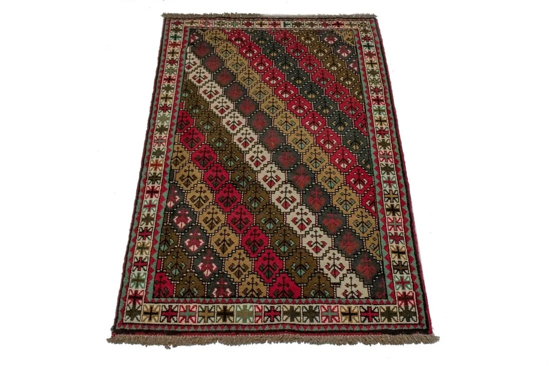 Vintage Red Tribal 4X7 Ghoochan Persian Rug - 3