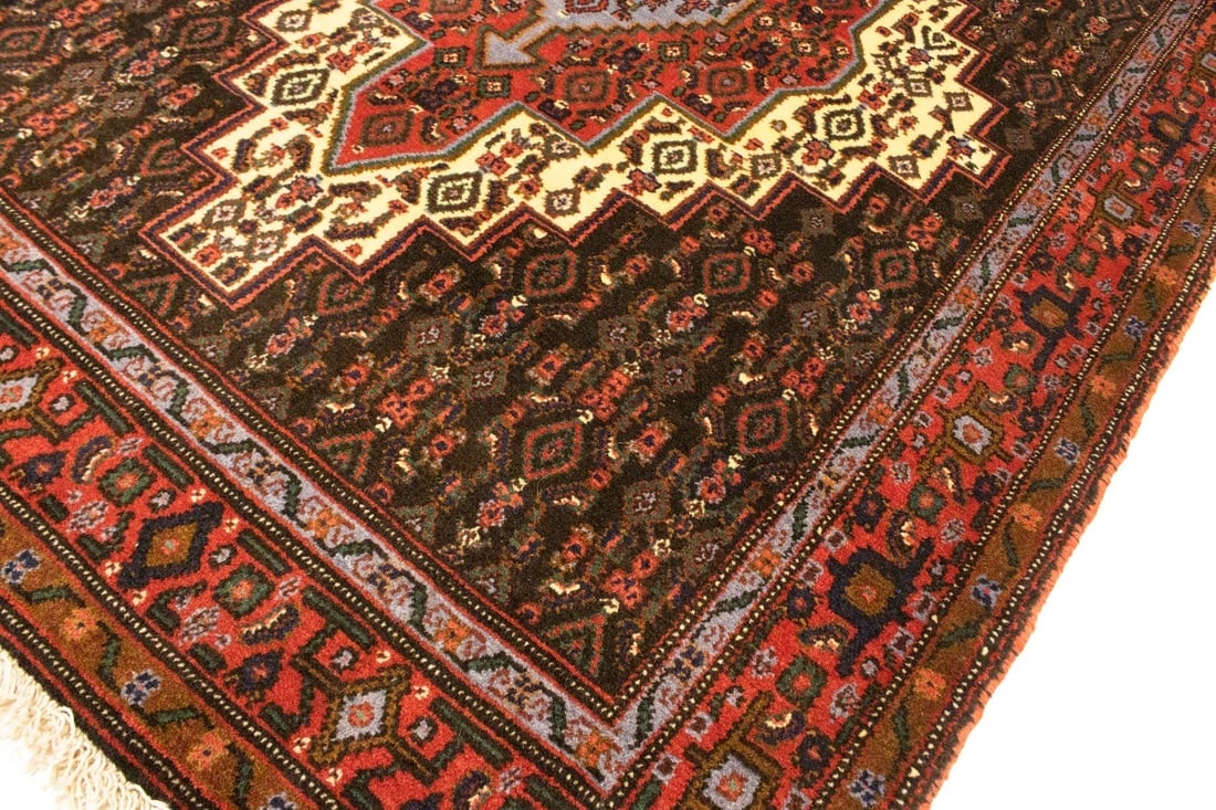 Vintage Orange Tribal 4X5 Bidjar Persian Rug - 13