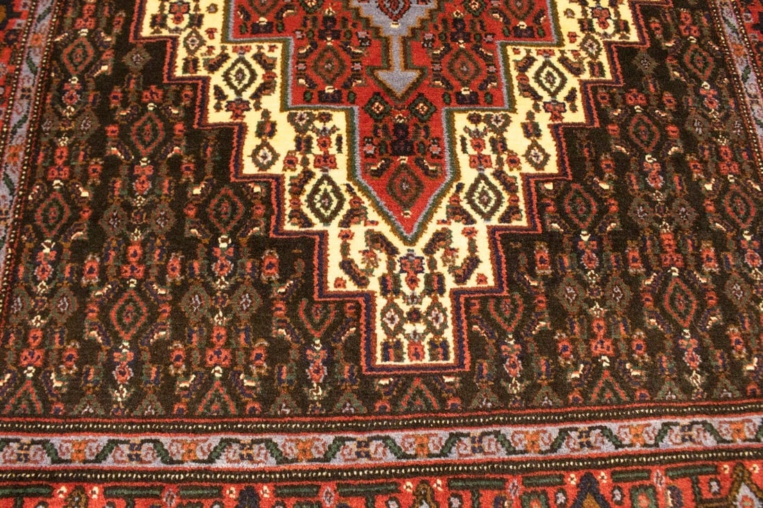 Vintage Orange Tribal 4X5 Bidjar Persian Rug - 14