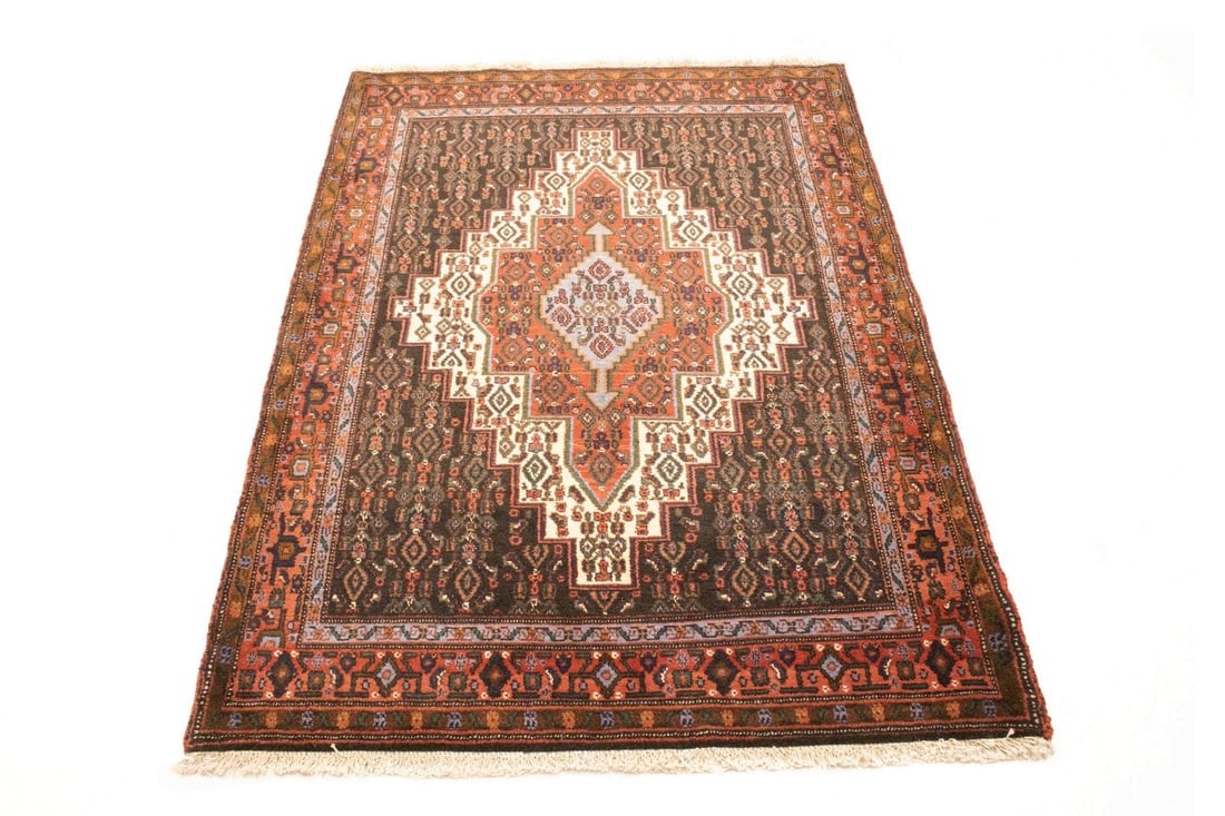 Vintage Orange Tribal 4X5 Bidjar Persian Rug - 16