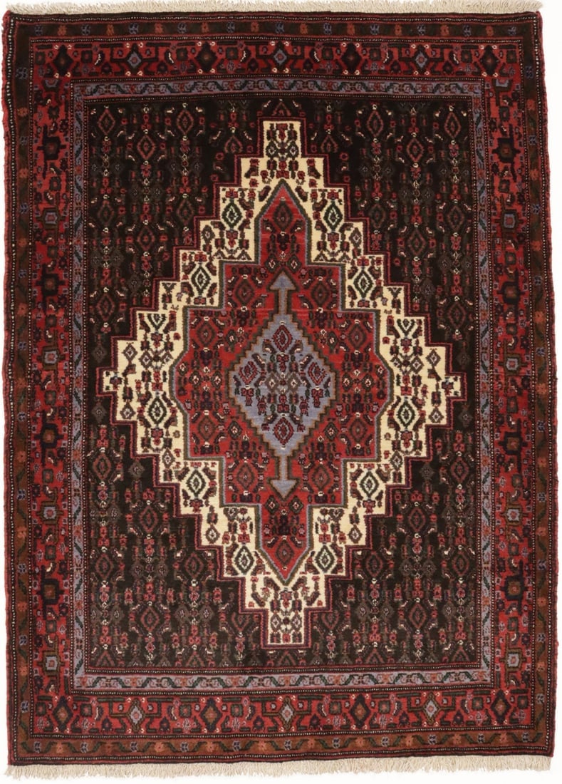 Vintage Orange Tribal 4X5 Bidjar Persian Rug: Title: Vintage Orange Tribal 4X5 Bidjar Persian Rug Description:Handmade vintage 4X5 orange Persian rug made with natural dyes (fine wool pile and cotton foundation), superior knot count, and