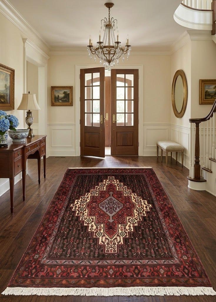 Vintage Orange Tribal 4X5 Bidjar Persian Rug - 2
