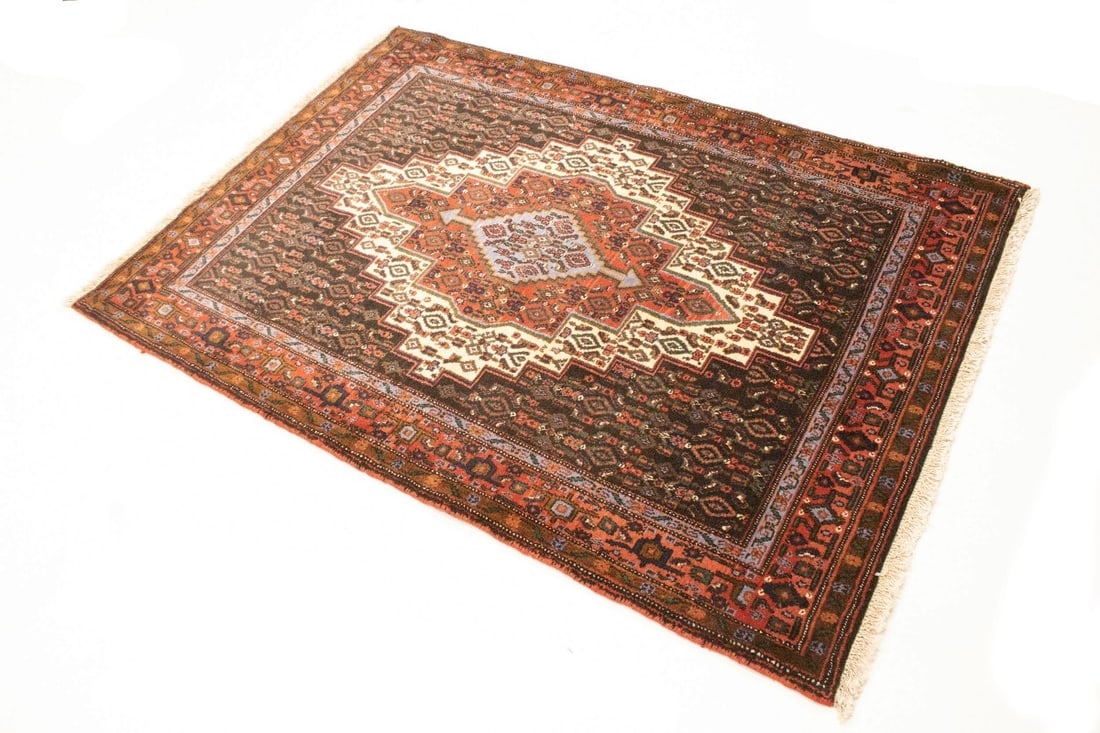 Vintage Orange Tribal 4X5 Bidjar Persian Rug - 5