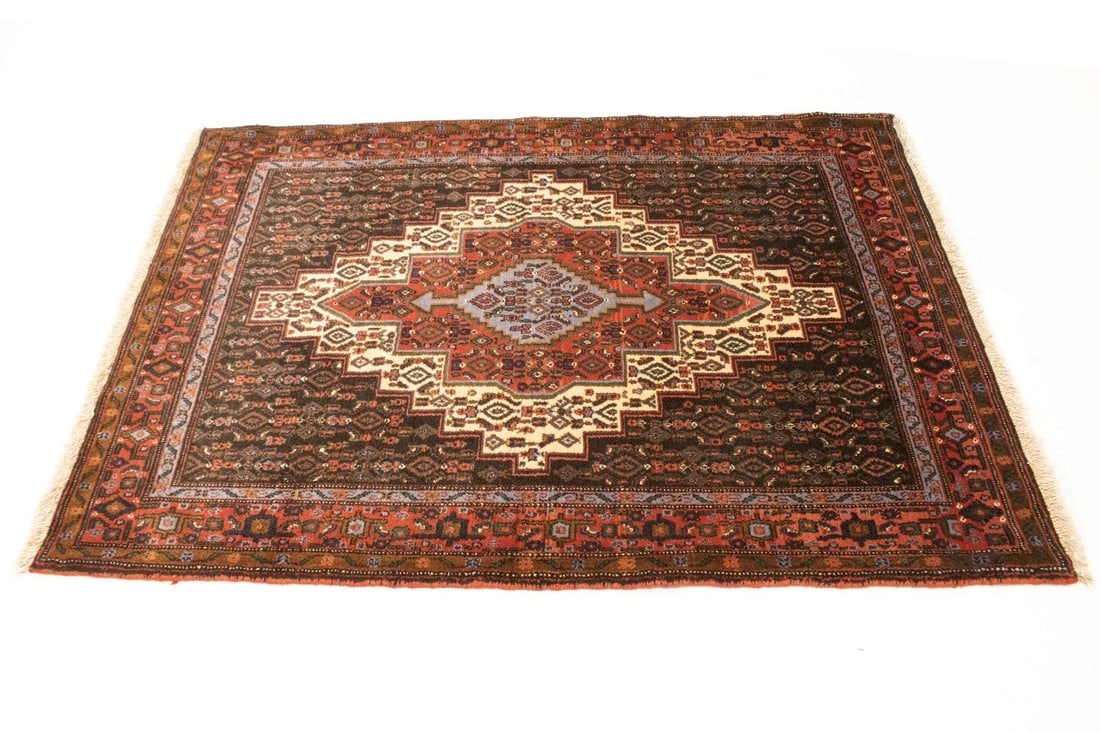 Vintage Orange Tribal 4X5 Bidjar Persian Rug - 6