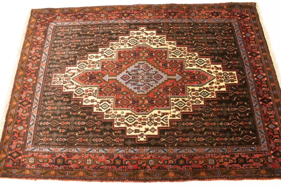 Vintage Orange Tribal 4X5 Bidjar Persian Rug - 7
