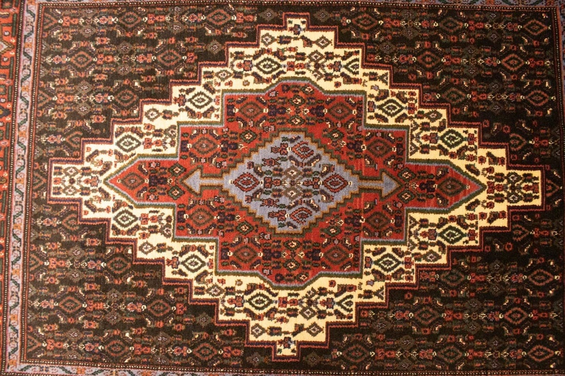 Vintage Orange Tribal 4X5 Bidjar Persian Rug - 8