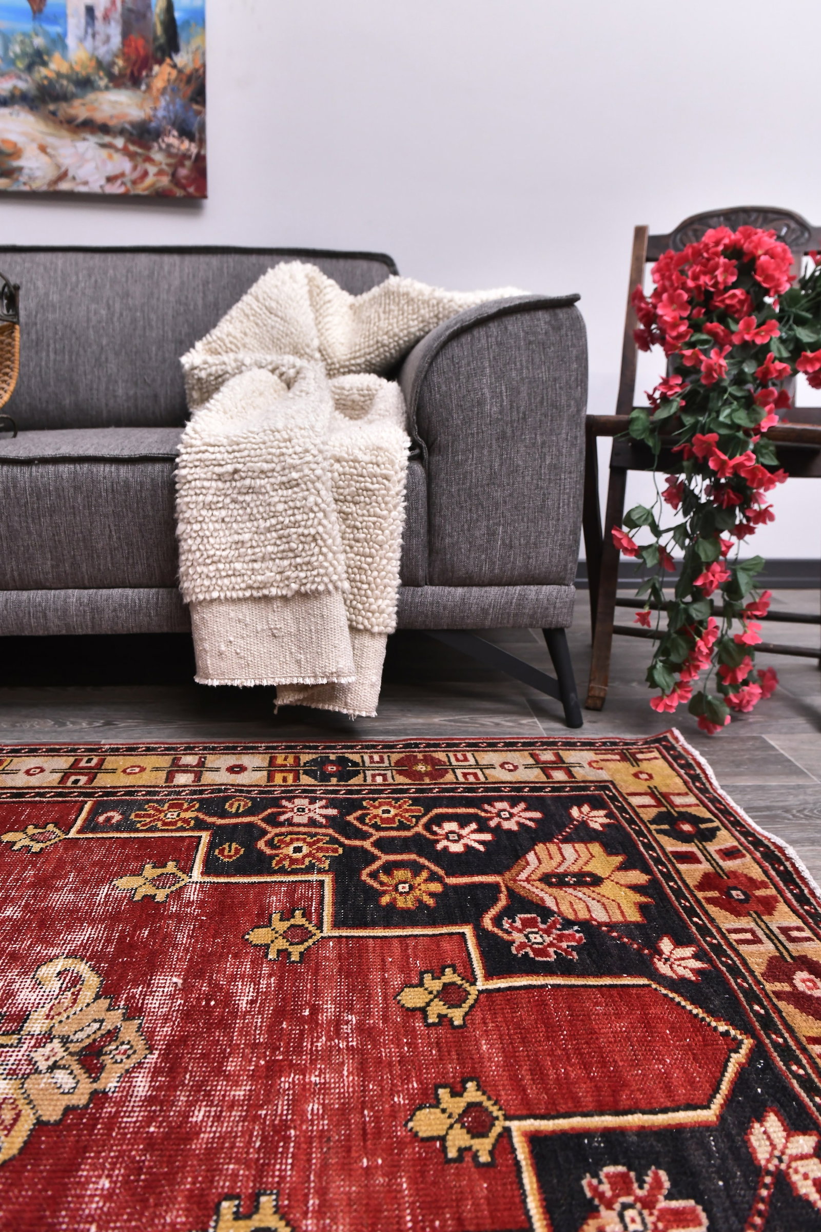 4'0'' x 8'1'' Handmade Vintage Wool Rug - 1895 - 13