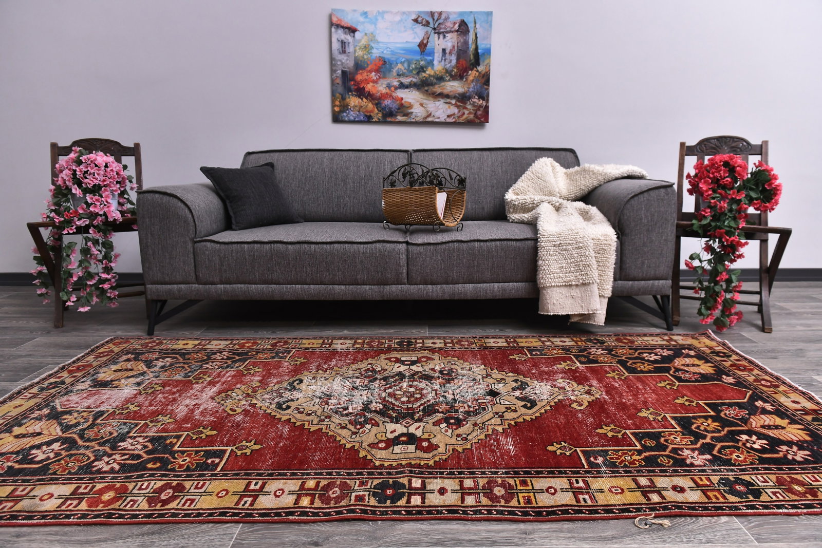 4'0'' x 8'1'' Handmade Vintage Wool Rug - 1895 (1 of 14)