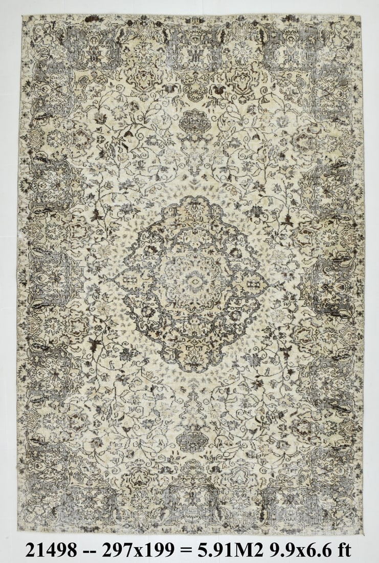6'6'' x 9'8'' Handmade Vintage Wool Rug - 21498: Title: 6'6'' x 9'8'' Handmade Vintage Wool Rug - 21498 Description:6'6'' x 9'8'' Handmade Vintage Wool Rug - 21498 Origin:Turkiye Date/Period:1960-90 Materials:Wool,Cotton Dimension:6'6''x9'8'' ft, 19
