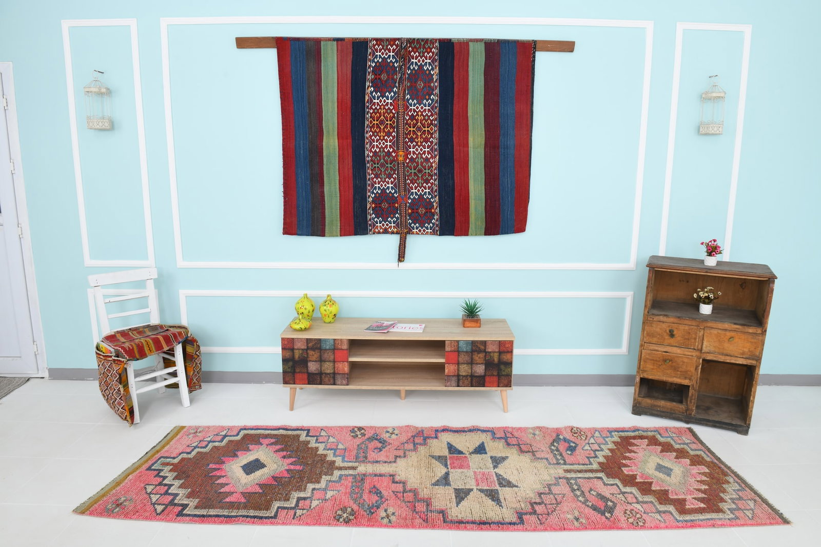 3'1'' x 10'2'' Handmade Vintage Wool Rug - 20607 - 2