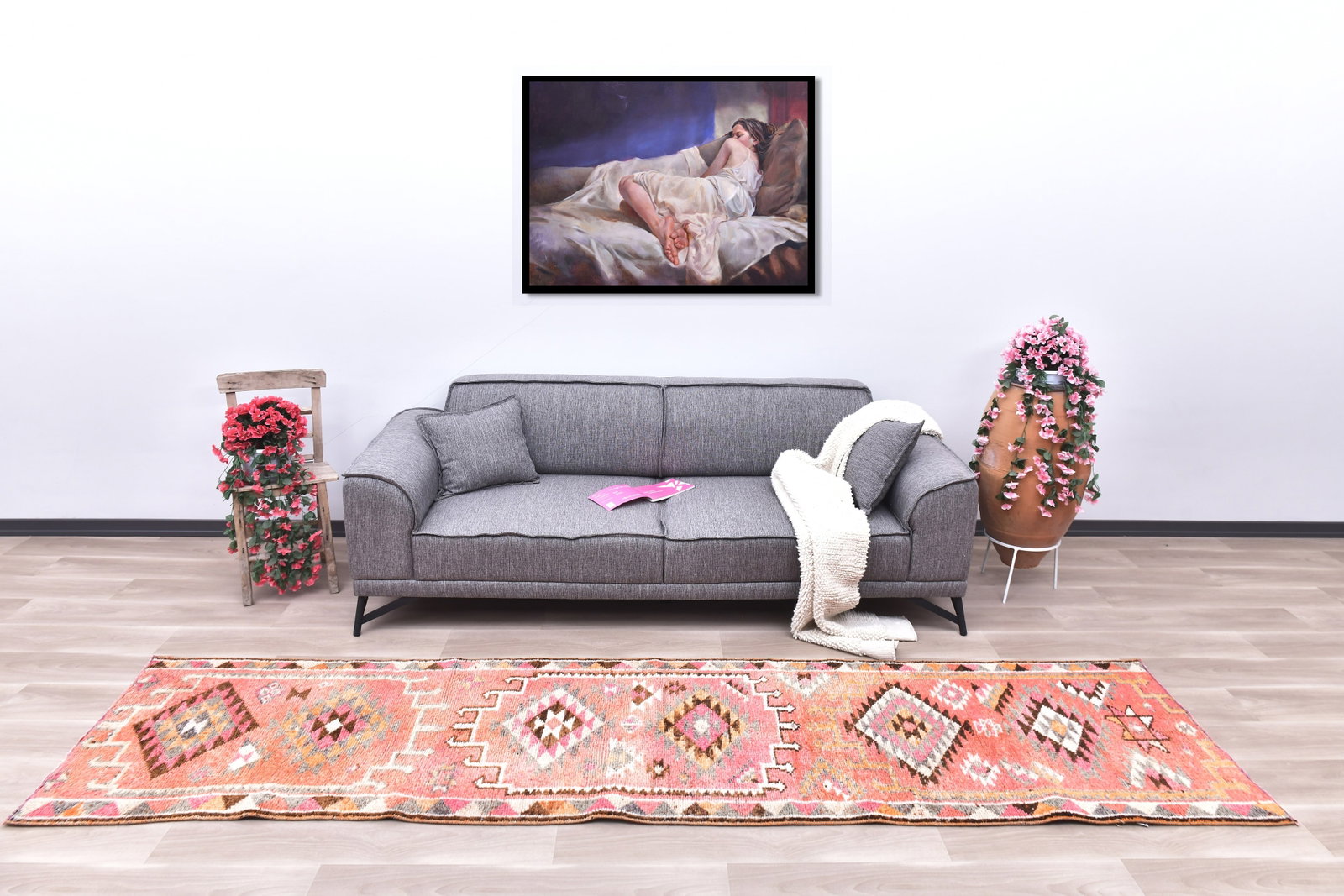 2'9'' x 11'1'' Decorative Vintage Rug - 240714: Title: 2'9'' x 11'1'' Decorative Vintage Rug - 240714 Description:2'9'' x 11'1'' Decorative Vintage Rug - 240714 Origin:Turkiye Date/Period:1960-90 Materials:Wool,Cotton Dimension:2'9''x11'1'' ft, 85x