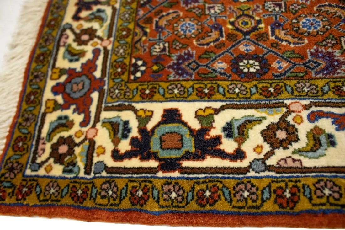 Vintage Orange Floral 4X5 Bidjar Persian Oriental Rug - 10